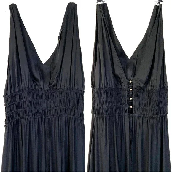 Maje Openwork Satin-Effect Black Maxi Dress Party Prom  Sz 38 (4) - Picture 13 of 16